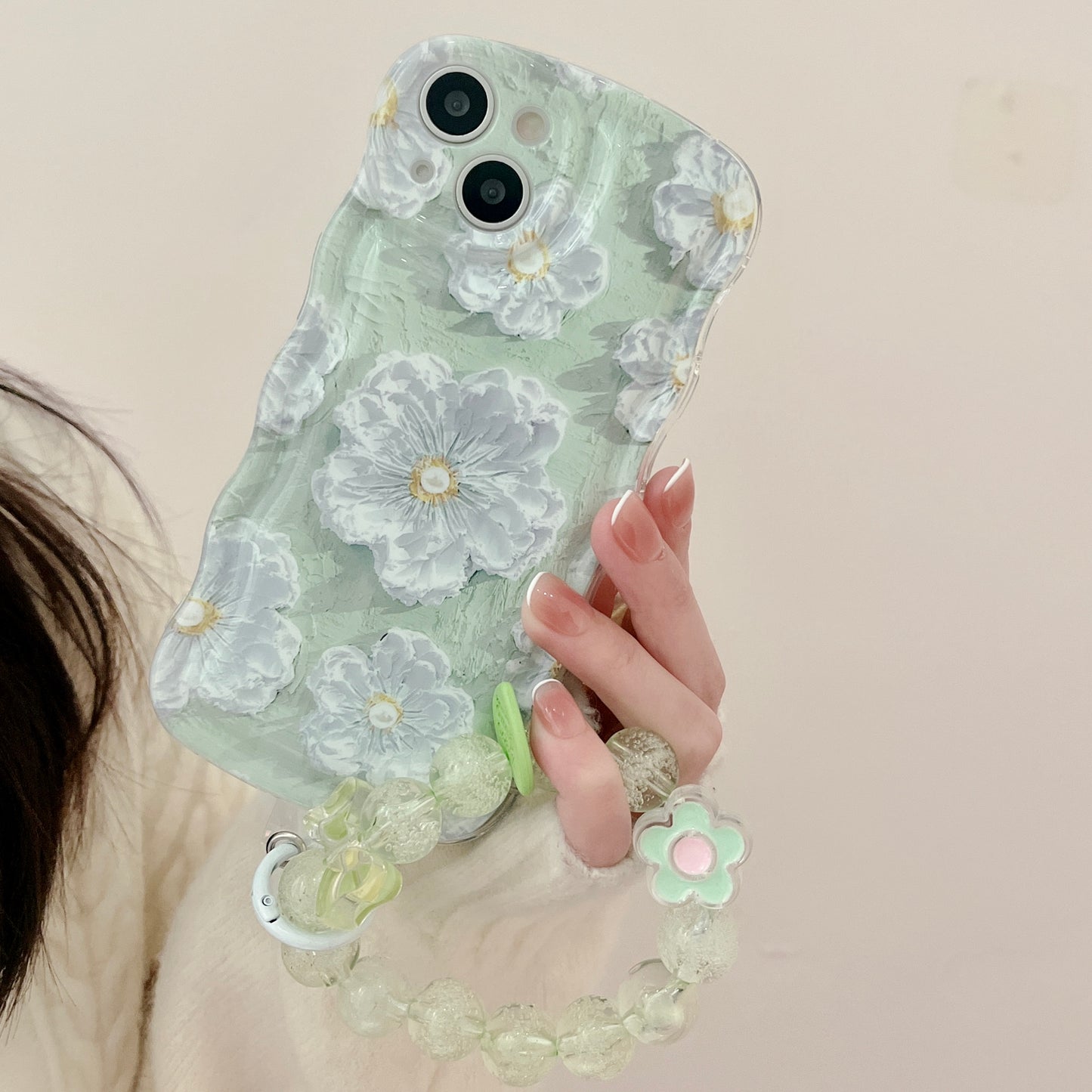 JCX 3D camellia Oil Painting Style iPhone Case