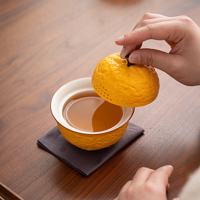 Handcrafted Orange-Shaped Portable Tea Infuser Kit