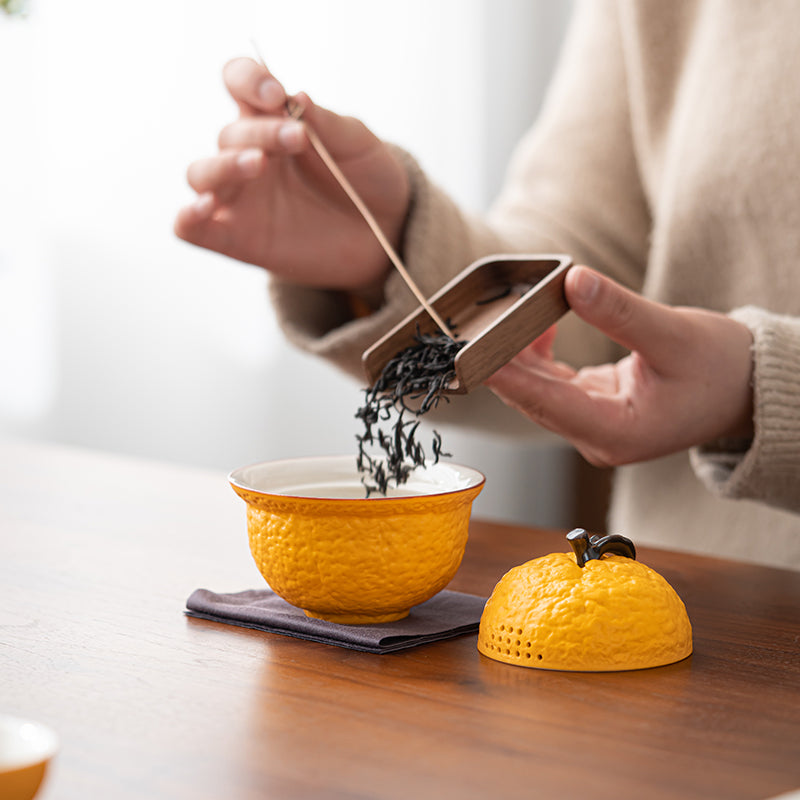 Handcrafted Orange-Shaped Portable Tea Infuser Kit
