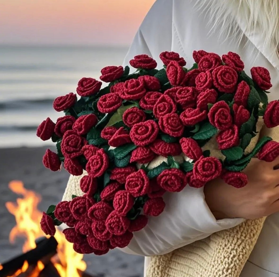 Handmade Rose Bouquet Blanket