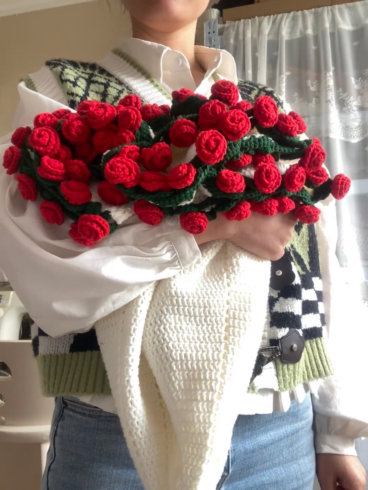 Handmade Rose Bouquet Blanket