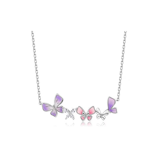 JCX Handcrafted S925 Sterling Silver Glow Butterfly Necklace