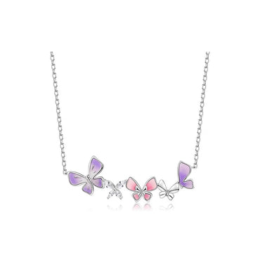 JCX Handcrafted S925 Sterling Silver Glow Butterfly Necklace