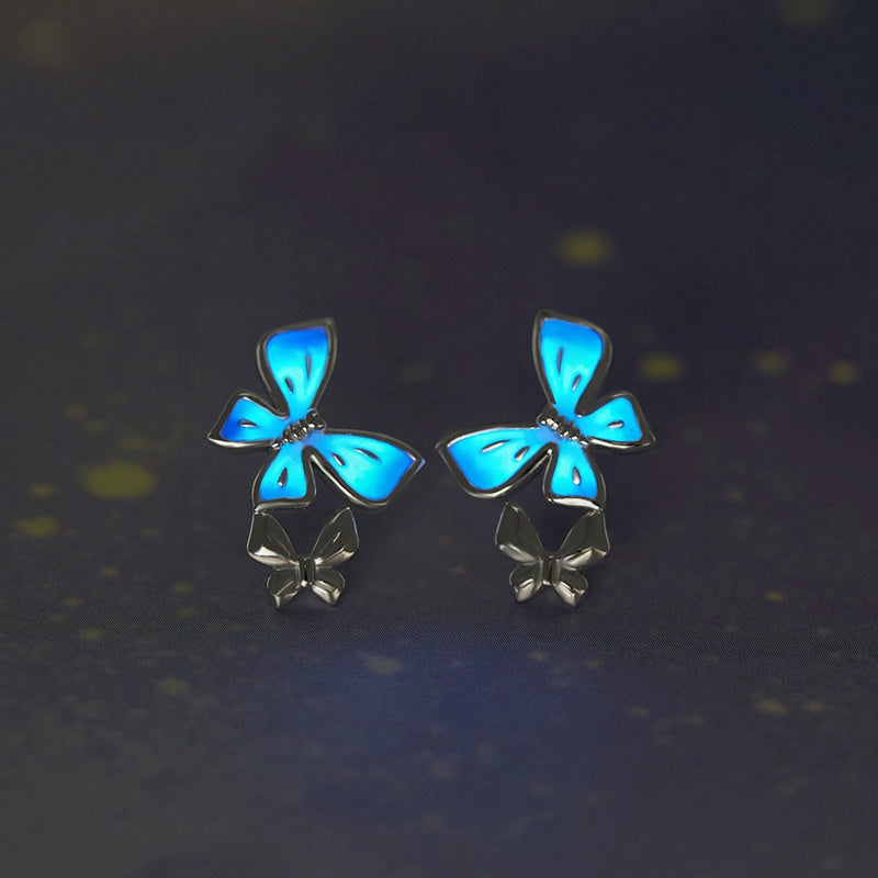 JCX Handcrafted S925 Sterling Silver Glow Butterfly Earrings