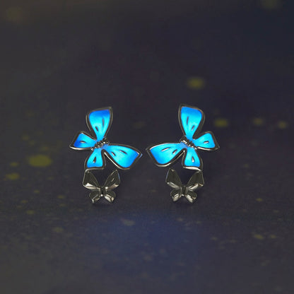 JCX Handcrafted S925 Sterling Silver Glow Butterfly Earrings