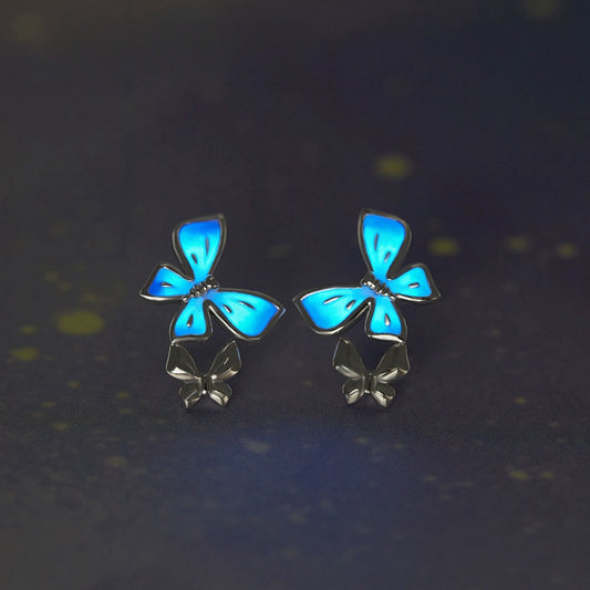 JCX Handcrafted S925 Sterling Silver Glow Butterfly Earrings