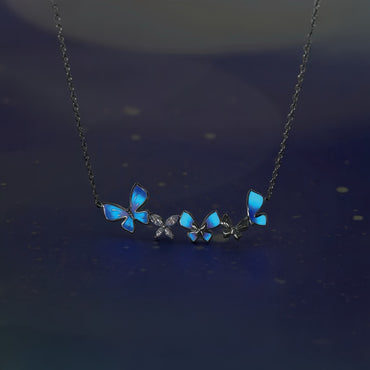 JCX Handcrafted S925 Sterling Silver Glow Butterfly Necklace