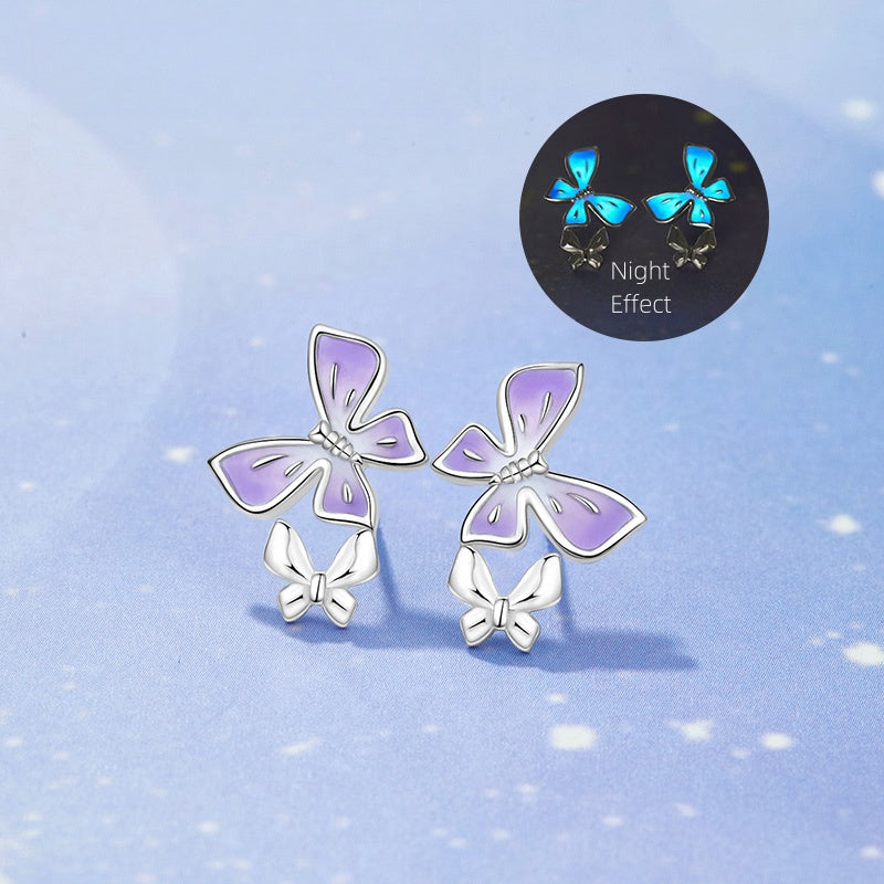 JCX Handcrafted S925 Sterling Silver Glow Butterfly Earrings