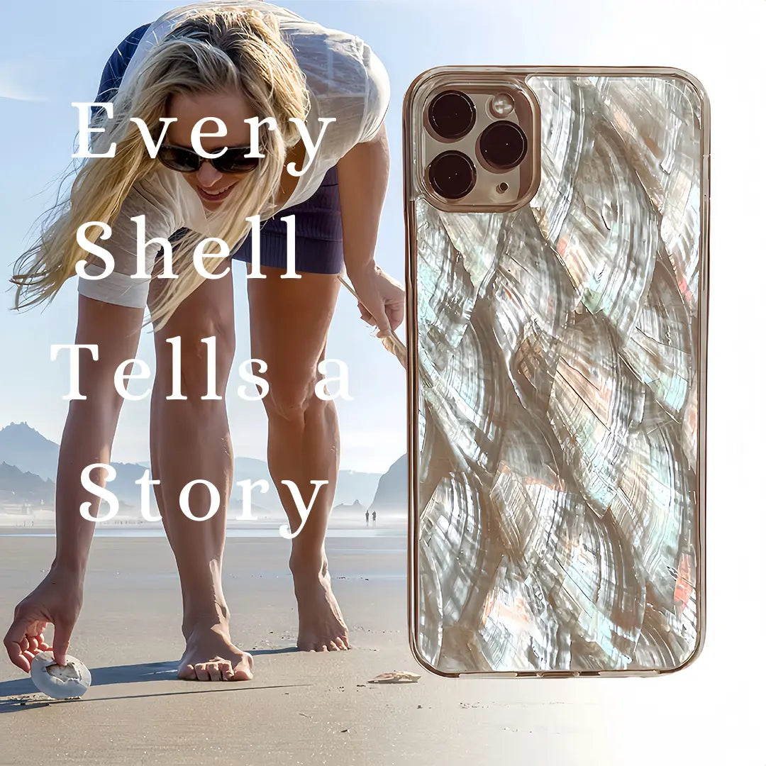JCX Natural Seashell Mother of Pearl Handmade iPhone Case