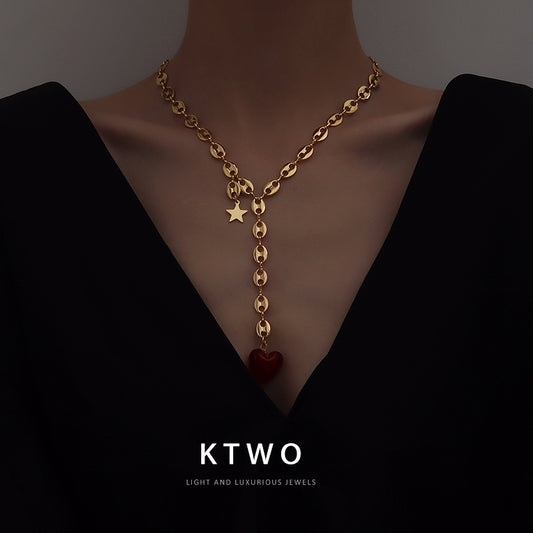 Retro Love Pendant Necklace In Gold