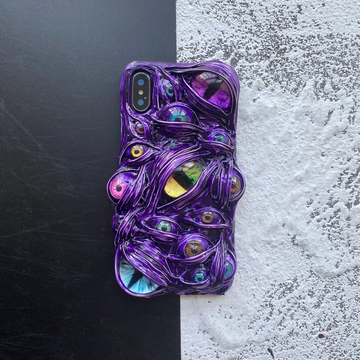 JCX Purple Demon Eyeball Handmade Creative iPhone Case