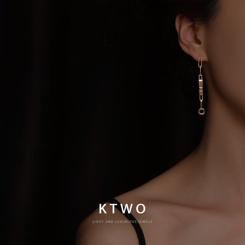 Retro Fashion Asymmetry Drop Earrings In Gold